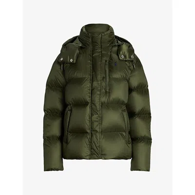 Polo Ralph Lauren Womens  Brand-embroidered Padded Shell-down Coat In New Olive