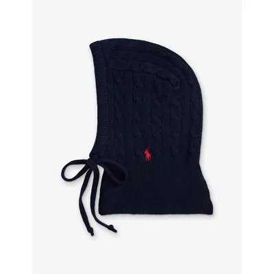 Polo Ralph Lauren Womens Hunter Navy Cable Knitted Wool And Cashmere Bonnet In Blue