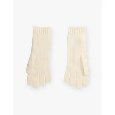 POLO RALPH LAUREN WOMENS CREAM CABLE KNITTED WOOL AND CASHMERE GLOVES