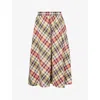 Polo Ralph Lauren Plaid Cotton Drawstring Maxiskirt In Red/yellow/green Multi