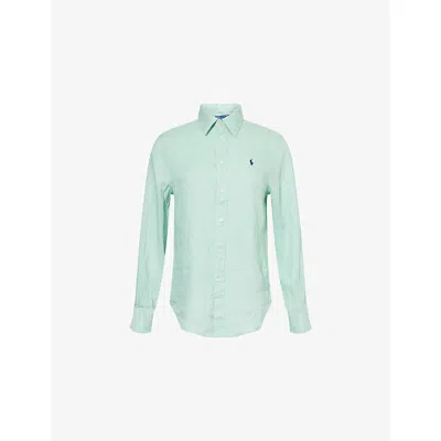 Polo Ralph Lauren Womens Classic-fit Long-sleeve Linen Shirt Essex Green