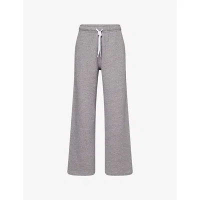 Polo Ralph Lauren Womens Dark Vintage Heather Drawstring Wide-leg Cotton-blend Jogging Bottoms Xl In Gray