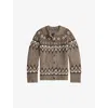 Polo Ralph Lauren Womens  Fairisle Knitted Wool-blend Cardigan In Brown