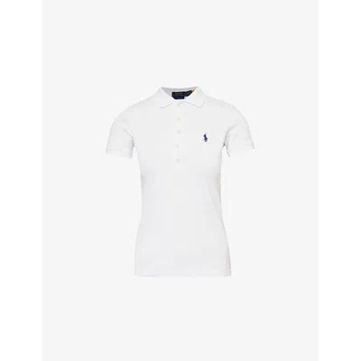 Polo Ralph Lauren Womens White Julie Slim-fit Short-sleeve Cotton-piqué Polo Shirt
