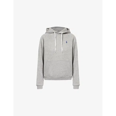 Polo Ralph Lauren Womens  Logo-embroidery Fleece-lined Cotton-blend Jersey Hoody In Dark Vintage Heather