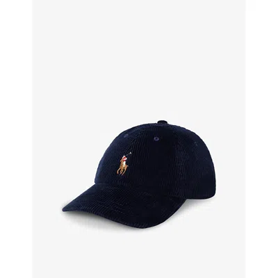 Polo Ralph Lauren Womens  Logo-embroidered Corduroy Baseball Cap In Aviator Navy