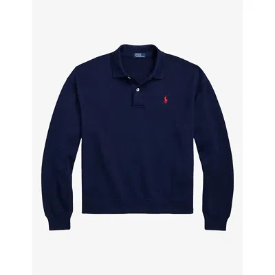 Polo Ralph Lauren Womens  Logo-embroidered Cotton Polo Sweatshirt In Blue
