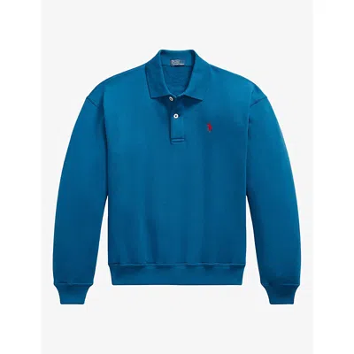 Polo Ralph Lauren Womens  Logo-embroidered Cotton Polo Sweatshirt In Blue