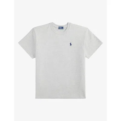 Polo Ralph Lauren Womens  Logo-embroidered Cotton-jersey T-shirt In Grey Ash Heather