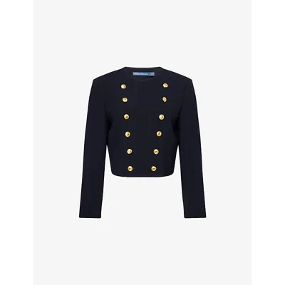 Polo Ralph Lauren Womens Worth Navy Military Double-breasted Wool Blazer