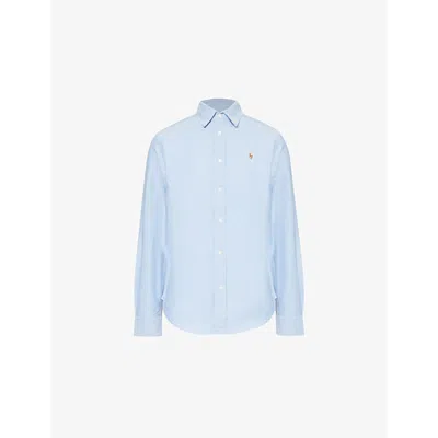 Polo Ralph Lauren Womens  Oxford Slim-fit Basket-weave Cotton Shirt In Bsr Blue