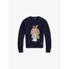 Polo Ralph Lauren Womens Polo Bear Embroidered Wool And Cashmere Jumper Hunter Navy In Blue