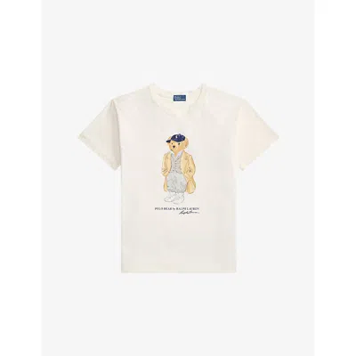Polo Ralph Lauren Womens Polo Bear Printed Cotton T-shirt Nevis Xl In Neutral
