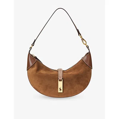 Polo Ralph Lauren Womens Cinnamon/cuoio Polo Id Mini Suede Shoulder Bag In Brown