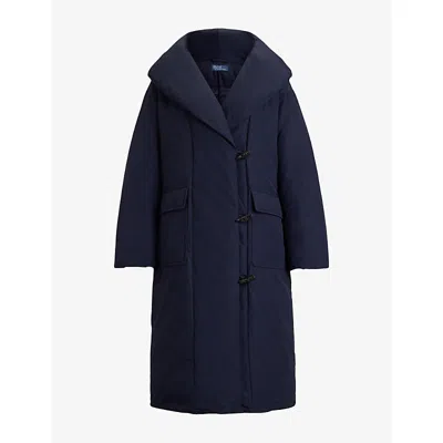 Polo Ralph Lauren Womens  Shawl-collar Toggle-front Cotton-blend Down Puffer Coat In Blue