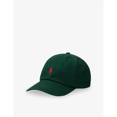 Polo Ralph Lauren Womens  Sport Brand-embroidered Cotton-twill Cap In College Green