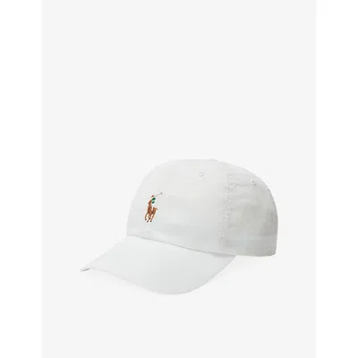 Polo Ralph Lauren Womens  Sport Brand-embroidered Cotton-twill Cap In Deckwash White