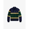 Polo Ralph Lauren Womens Striped Fleece Long-sleeve Rugby Polo Shirt Navy Multi In Multi