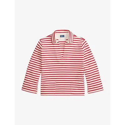 Polo Ralph Lauren Womens Red Striped Open-collar Cotton Polo Shirt Xl