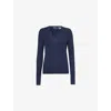 Polo Ralph Lauren Cable-knit Wool-cashmere V-neck Sweater In Hunter Navy