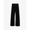 Polo Ralph Lauren Womens  Wide-leg Cropped Cotton-corduroy Trousers In Polo Black