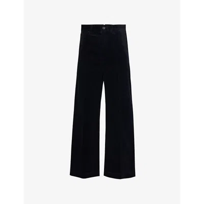 Polo Ralph Lauren Womens  Wide-leg Cropped Cotton-corduroy Trousers In Polo Black