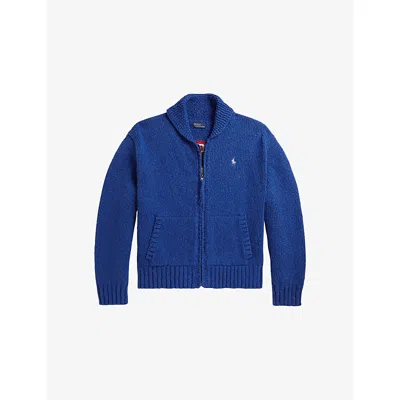 Polo Ralph Lauren Womens Sapphire Multi Zipped Logo-embroidered Cotton Cardigan In Blue