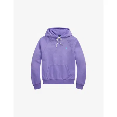 Polo Ralph Lauren Womens Pure Lilac Logo-embroidered Relaxed-fit Cotton-blend Hoody Xl In Purple