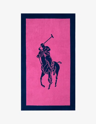Polo Ralph Lauren Ralph Lauren Home Womens Maui Navy Polo Player-jacquard Cotton Beach Towel 170cm X 100cm