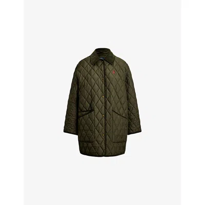 Polo Ralph Lauren Womens Ranger Green Logo-embroidered Quilted Woven Coat