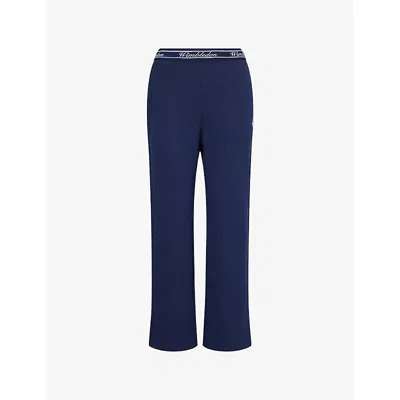 Polo Ralph Lauren Womens Refined Navy Logo-waistband Straight-leg Cotton-blend Jogging Bottoms Xl
