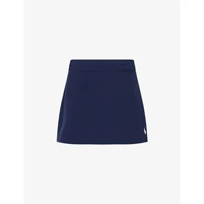 POLO RALPH LAUREN WOMENS REFINED NAVY POLO RALPH LAUREN X WIMBLEDON EMBROIDERED-LOGO STRETCH-WOVEN MINI SKORT XS