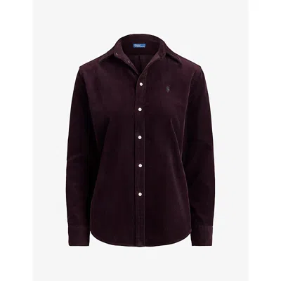 Polo Ralph Lauren Womens Regular-fit Cotton-corduroy Shirt Midnight Merlot Xs