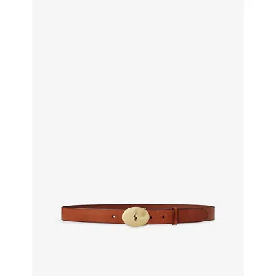 Polo Ralph Lauren Womens Round-buckle Leather Belt Cuoio Xs