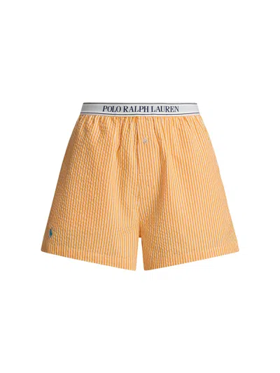 Polo Ralph Lauren Womens Seersucker Boxer Shorts Orange