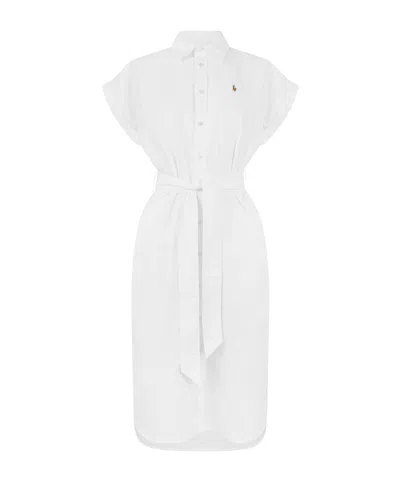 Polo Ralph Lauren Woven Short Sleeves Mini Shirt Dress In White