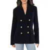 Polo Ralph Lauren Womens Shoulder Pads Long Sleeve Two-button Blazer In Navy