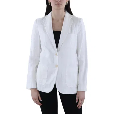 Polo Ralph Lauren Womens Shoulder Pads Long Sleeve Two-button Blazer In White