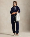 Polo Ralph Lauren Womens Shrunken Fit Fleece Hoodie Sweatshirt Drawstring Sweatpants In Gray