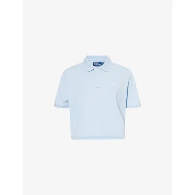 Polo Ralph Lauren Womens Southport Blue  X Wimbledon Short-sleeve Cotton-jersey Polo Shirt