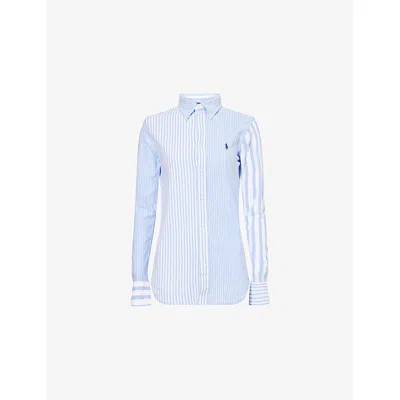 Polo Ralph Lauren Womens Harbor Island Blue/white Striped Button-down-collar Cotton-piqué Shirt
