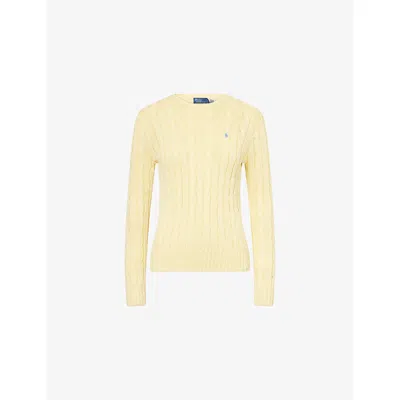 Polo Ralph Lauren Womens Julianna Cable-knit Cotton Jumper T-bird Yellow
