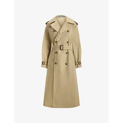 Polo Ralph Lauren Womens Tan Double-breasted Regular-fit Stretch-cotton Trench Coat In Brown