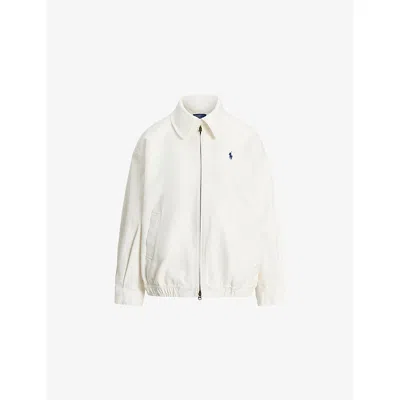Polo Ralph Lauren Womens Trophy Cream Logo-embroidered Relaxed-fit Cotton Jacket In White