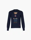 Polo Ralph Lauren Polo Bear Intarsia Cotton And Linen Sweater In Navy Multi