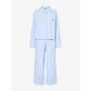 Polo Ralph Lauren Womens White Cloud X Hydrangea Stripe Long-sleeve Cotton Pyjama Set Xl In Blue