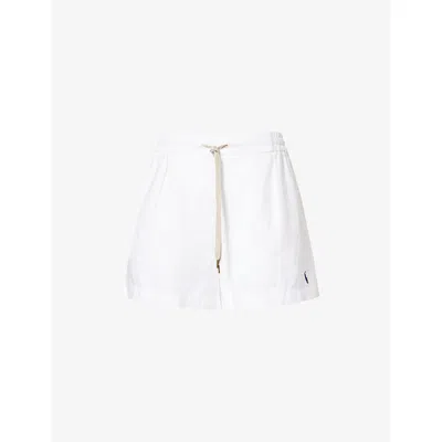 Polo Ralph Lauren Womens Logo-embroidered Relaxed-fit Linen Shorts White Xl