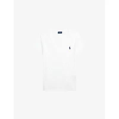 Polo Ralph Lauren Womens White Logo-embroidered Short-sleeve Cotton T-shirt