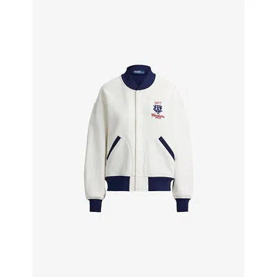Polo Ralph Lauren Womens White  X Wimbledon Logo-embroidered Woven Bomber Jacket