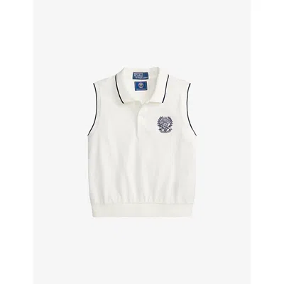 Polo Ralph Lauren Womens White  X Wimbledon Sleeveless Stretch-cotton Polo Shirt